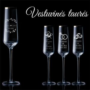 Graviruotos vestuvines taures