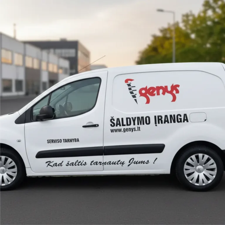 Ploteriuoti vinilo lipdukai su įmonės rekvizitais ir logotipais, skirti klijavimui ant automobilių durelių ar langų. Aukštos kokybės lipni reklama, atspari lauko sąlygoms.